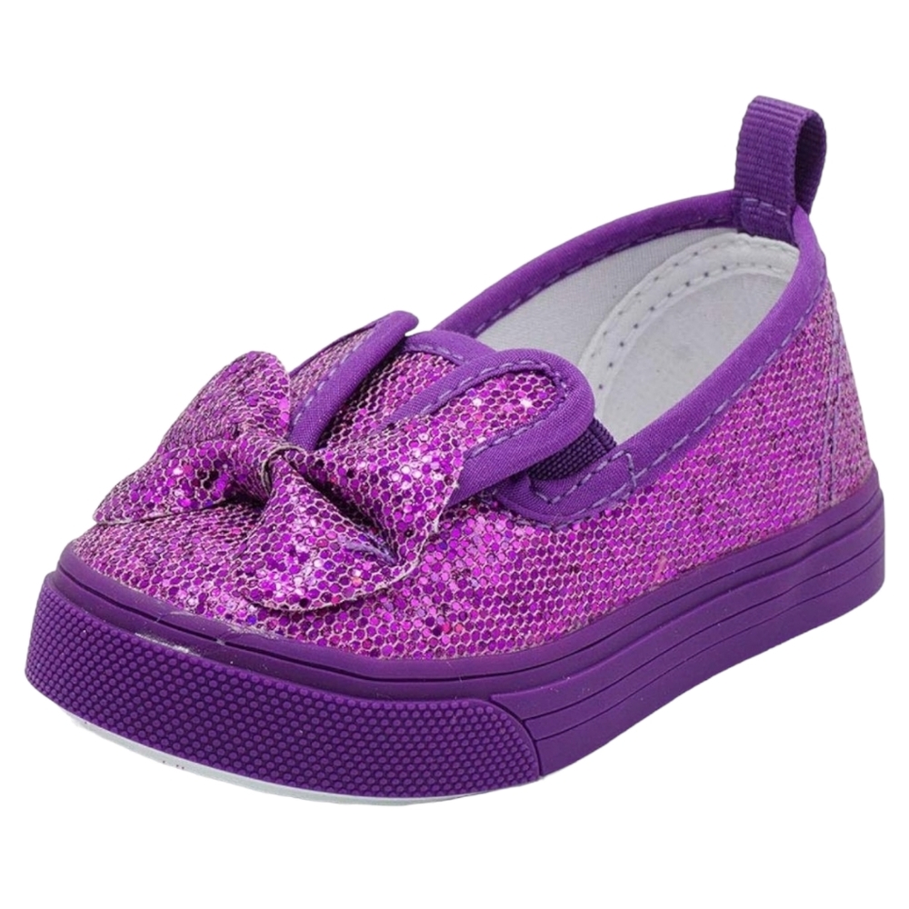Chulis Girl's Bow Tie Bunnies Sneaker Slip On Bling Bling Purple Shoes, Size, 3